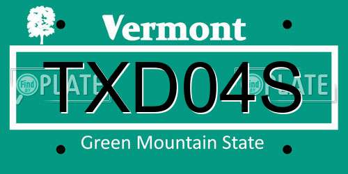 TXD04S Vermont License Plate