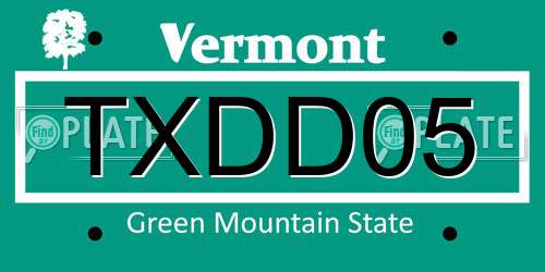 TXDD05 Vermont License Plate