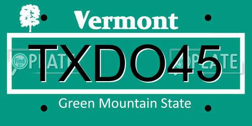 TXDO45 Vermont License Plate