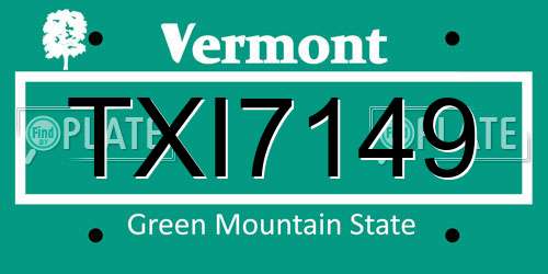 TXI7149 Vermont License Plate