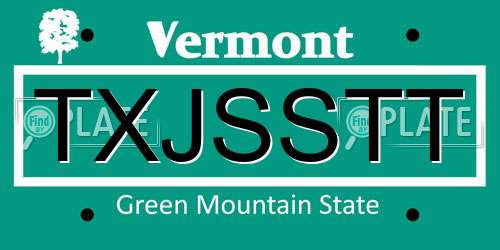 TXJSSTT Vermont License Plate