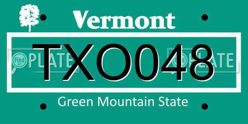 TXO048 Vermont License Plate