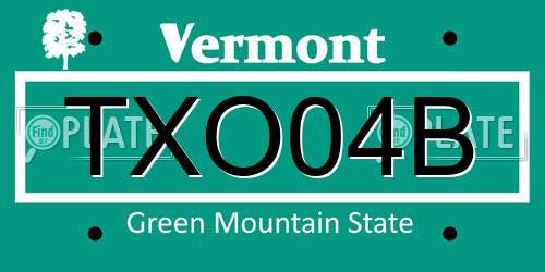 TXO04B Vermont License Plate