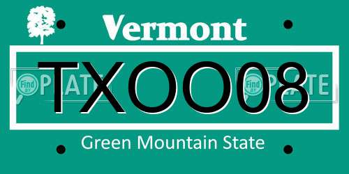 TXOO08 Vermont License Plate