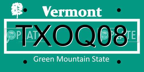 TXOQ08 Vermont License Plate