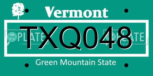 TXQ048 Vermont License Plate