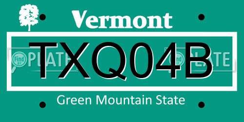 TXQ04B Vermont License Plate