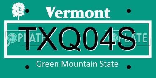 TXQ04S Vermont License Plate