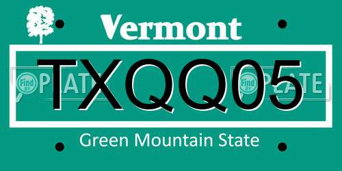 TXQQ05 Vermont License Plate