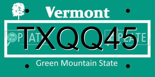 TXQQ45 Vermont License Plate