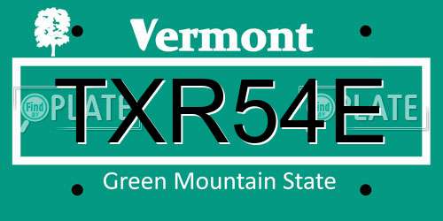 TXR54E Vermont License Plate