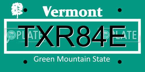 TXR84E Vermont License Plate