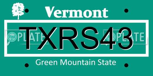 TXRS43 Vermont License Plate