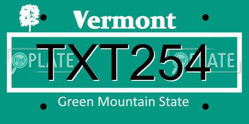TXT254 Vermont License Plate