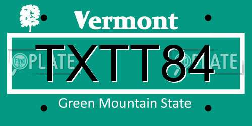 TXTT84 Vermont License Plate