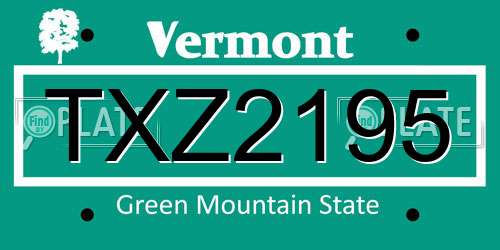 TXZ2195 Vermont License Plate
