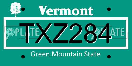 TXZ284 Vermont License Plate