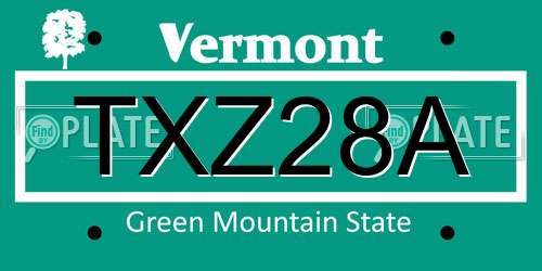 TXZ28A Vermont License Plate