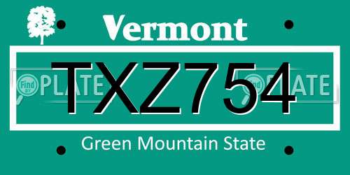 TXZ754 Vermont License Plate