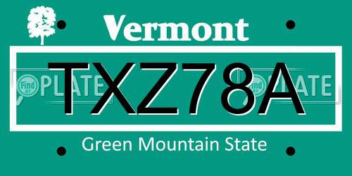 TXZ78A Vermont License Plate