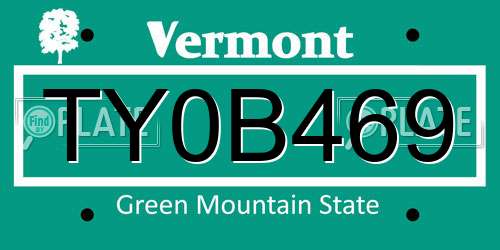 TY0B469 Vermont License Plate