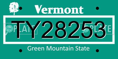 TY28253 Vermont License Plate