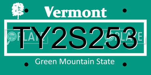 TY2S253 Vermont License Plate
