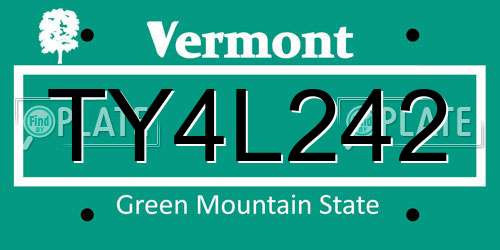 TY4L242 Vermont License Plate