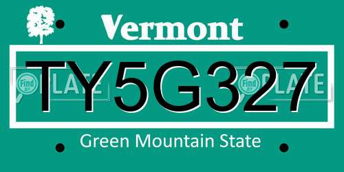 TY5G327 Vermont License Plate