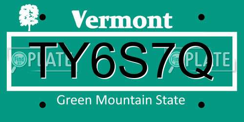 TY6S7Q Vermont License Plate