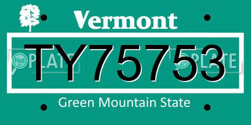 TY75753 Vermont License Plate
