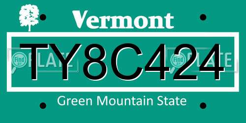 TY8C424 Vermont License Plate