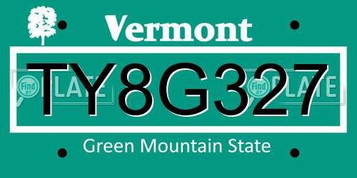 TY8G327 Vermont License Plate