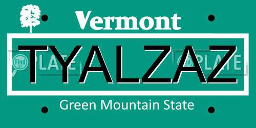 TYALZAZ Vermont License Plate