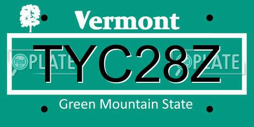 TYC28Z Vermont License Plate