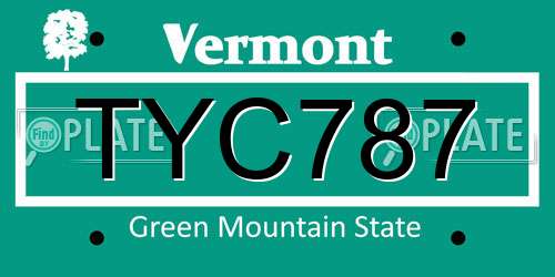 TYC787 Vermont License Plate