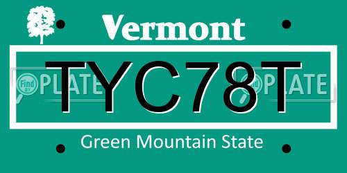 TYC78T Vermont License Plate