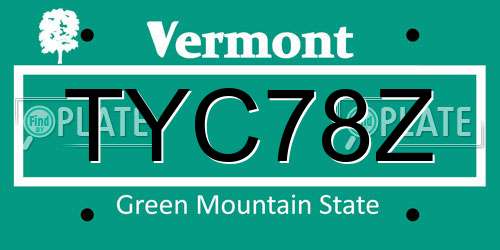 TYC78Z Vermont License Plate