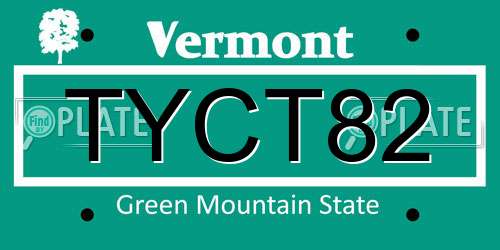 TYCT82 Vermont License Plate