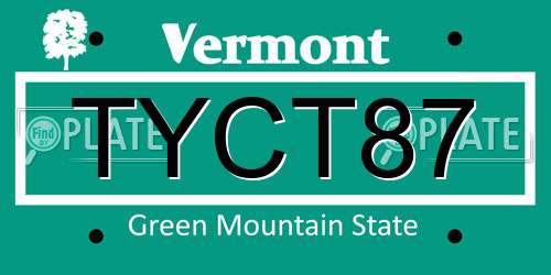 TYCT87 Vermont License Plate