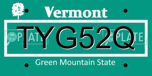 TYG52Q Vermont License Plate