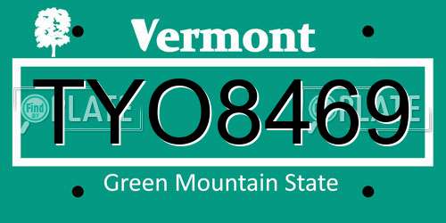 TYO8469 Vermont License Plate