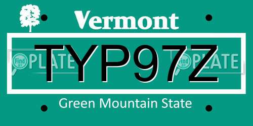 TYP97Z Vermont License Plate
