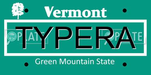 TYPERA Vermont License Plate