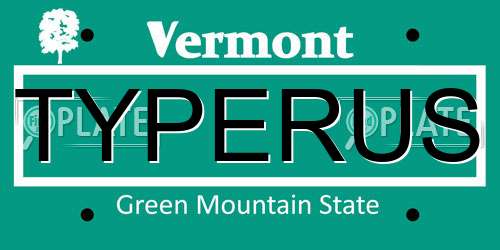 TYPERUS Vermont License Plate