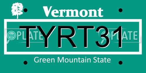 TYRT31 Vermont License Plate