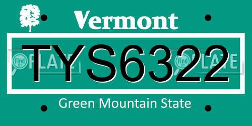TYS6322 Vermont License Plate