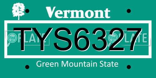 TYS6327 Vermont License Plate