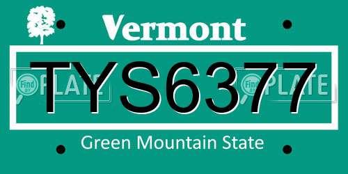 TYS6377 Vermont License Plate