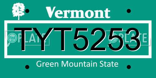TYT5253 Vermont License Plate